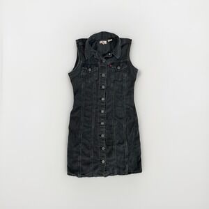 Levi's Women's Aubrey Vest Denim Dress Black Sz S 100% Cotton